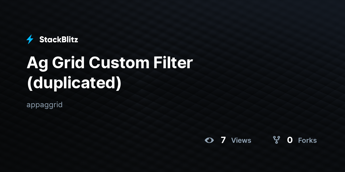 Ag Grid Custom Filter (duplicated) - StackBlitz
