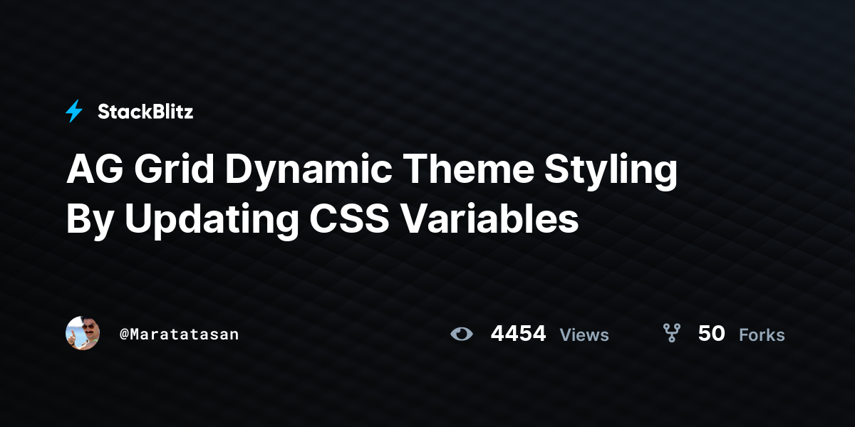 AG Grid Dynamic Theme Styling By Updating CSS Variables - StackBlitz