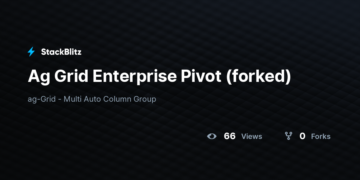 Ag Grid Enterprise Pivot (forked) - StackBlitz