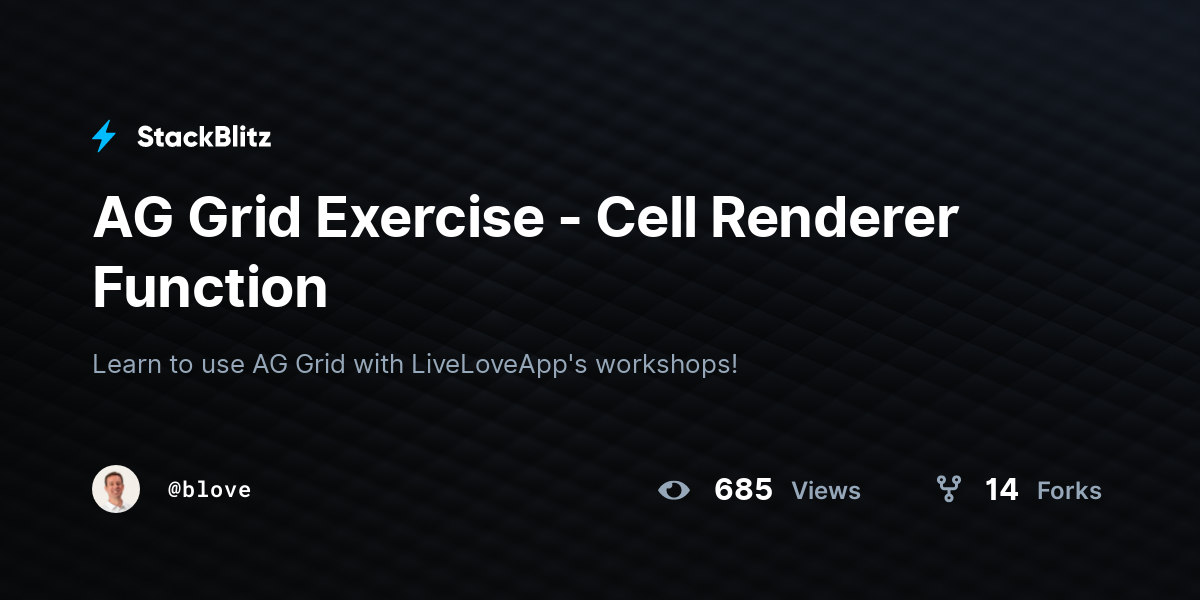 AG Grid Exercise - Cell Renderer Function - StackBlitz
