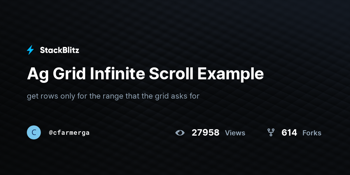 Ag Grid Infinite Scroll Example - StackBlitz