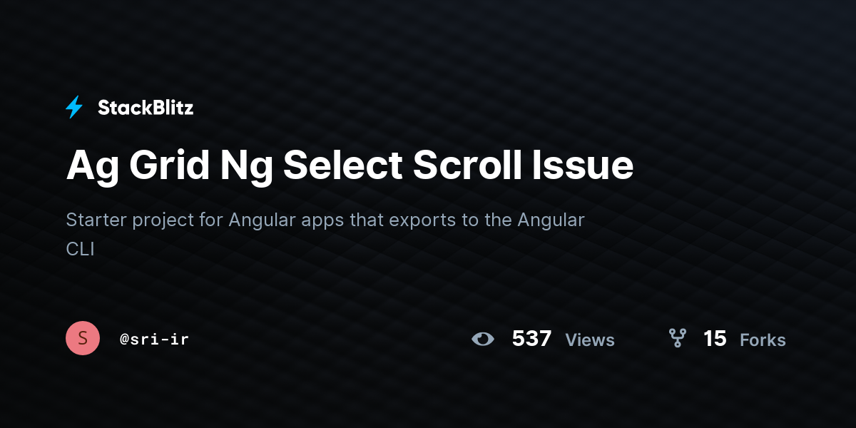 Ag Grid Ng Select Scroll Issue - StackBlitz