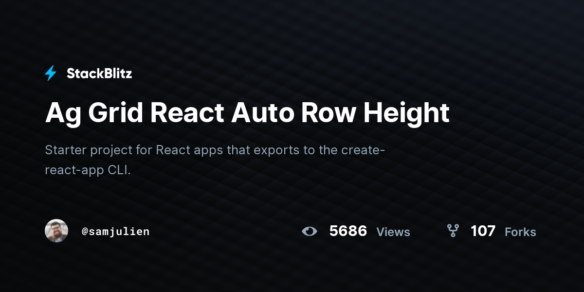 Ag Grid React Auto Row Height - StackBlitz