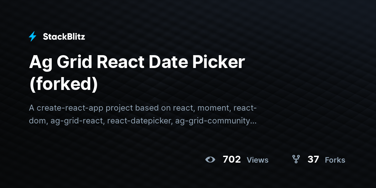 Ag Grid React Date Picker (forked) - StackBlitz