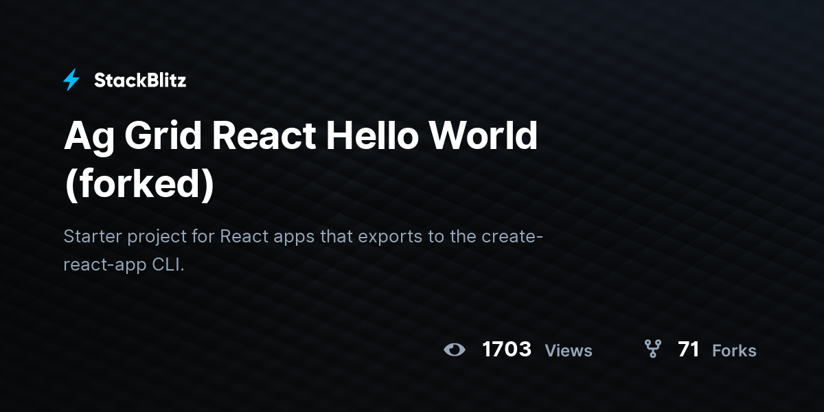 Ag Grid React Hello World (forked) - StackBlitz