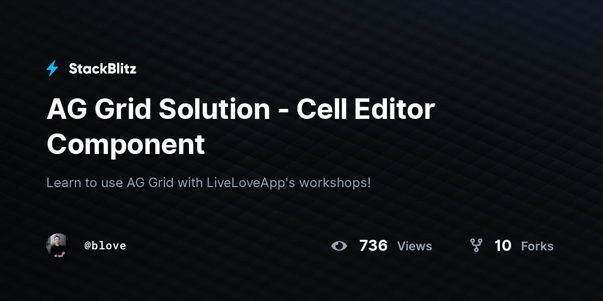 AG Grid Solution - Cell Editor Component - StackBlitz