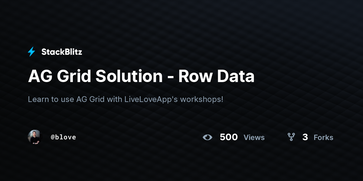 AG Grid Solution - Row Data - StackBlitz