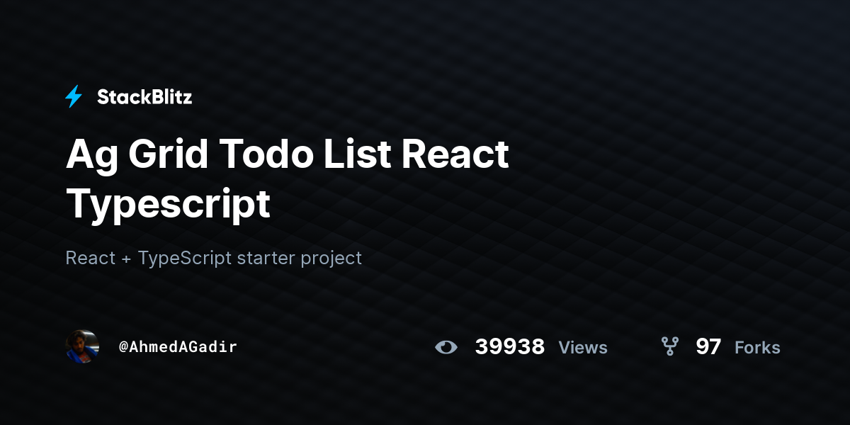 Ag Grid Todo List React Typescript - StackBlitz
