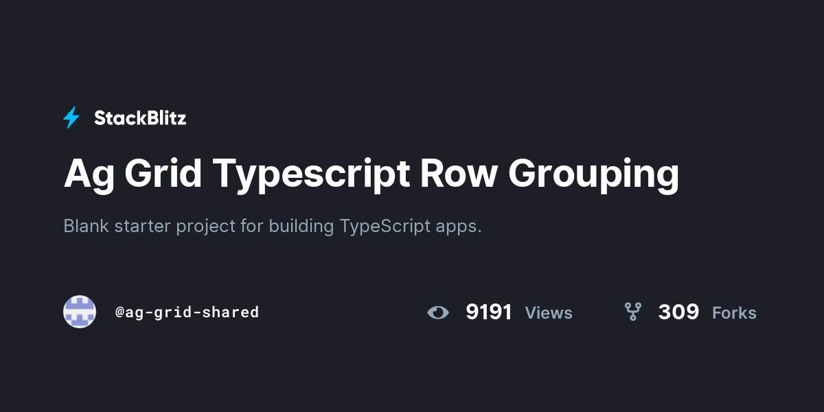Ag Grid Typescript Row Grouping - StackBlitz