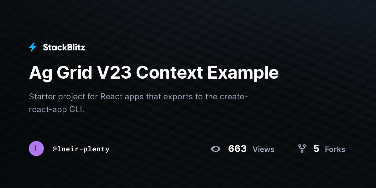 Ag Grid V23 Context Example - StackBlitz