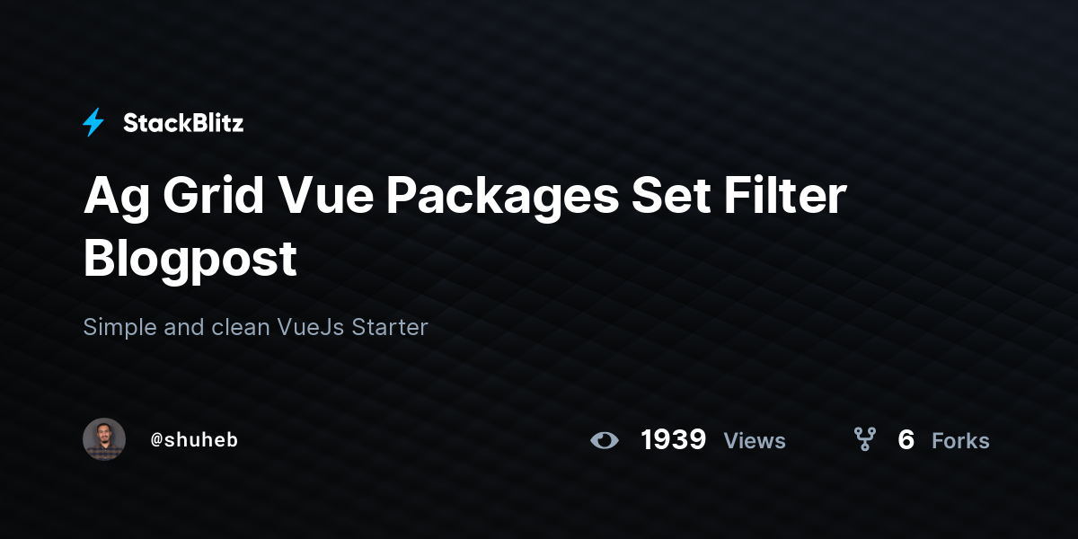 Ag Grid Vue Packages Set Filter Blogpost - StackBlitz