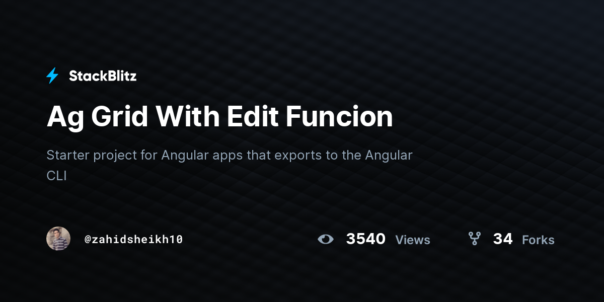 Ag Grid With Edit Funcion - StackBlitz