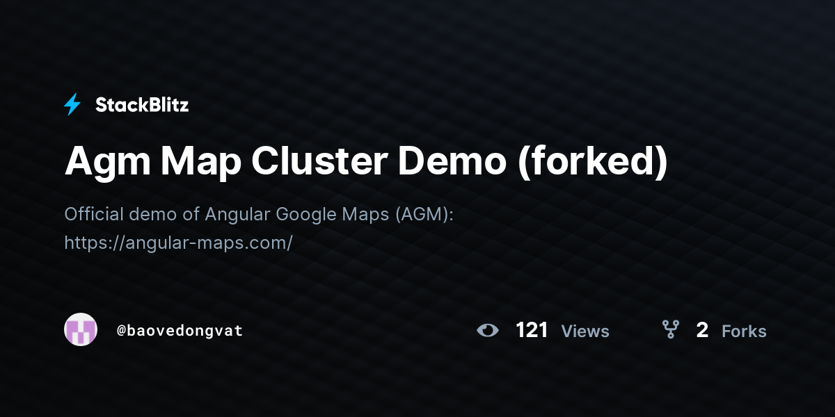 Agm Map Cluster Demo (forked) - StackBlitz