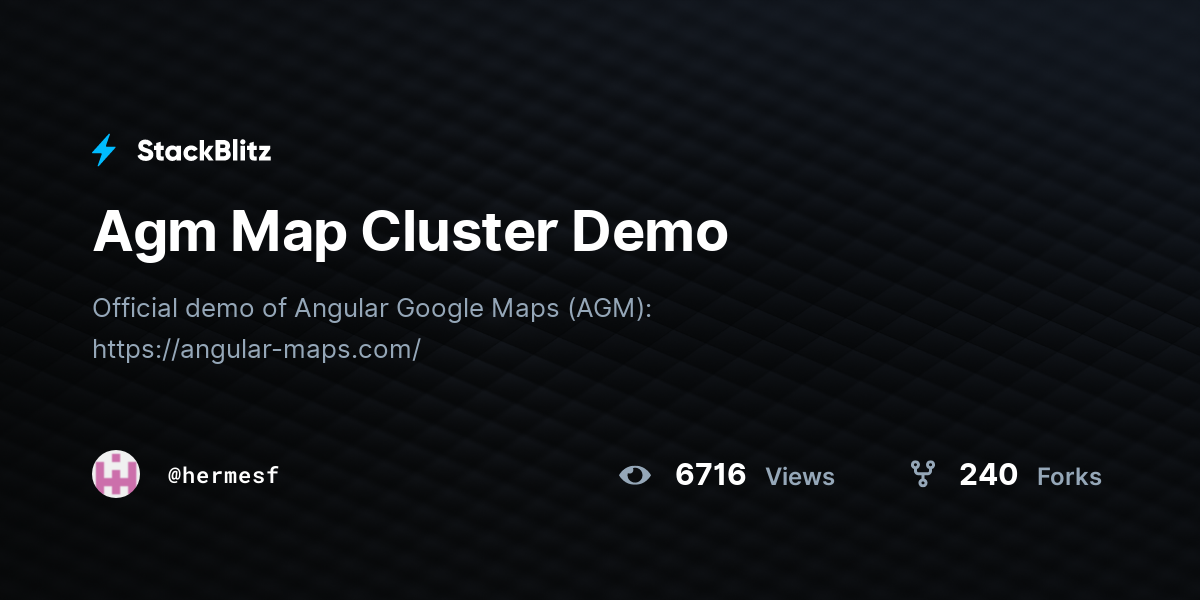 Agm Map Cluster Demo - StackBlitz