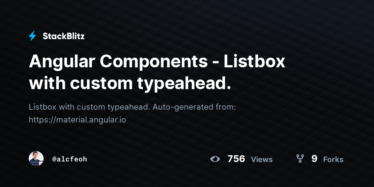 Angular Components - Listbox with custom typeahead. - StackBlitz