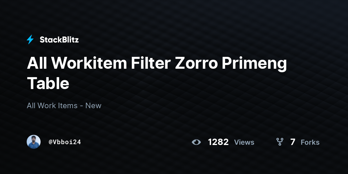 All Workitem Filter Zorro Primeng Table - StackBlitz