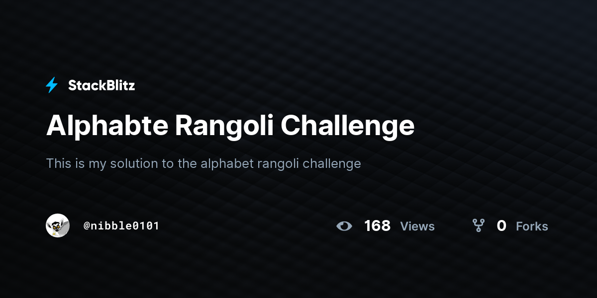 Alphabte Rangoli Challenge - StackBlitz