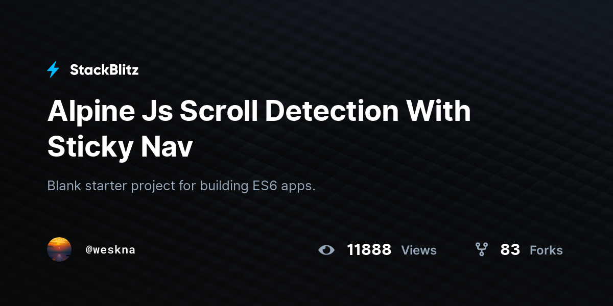 Alpine Js Scroll Detection With Sticky Nav - StackBlitz