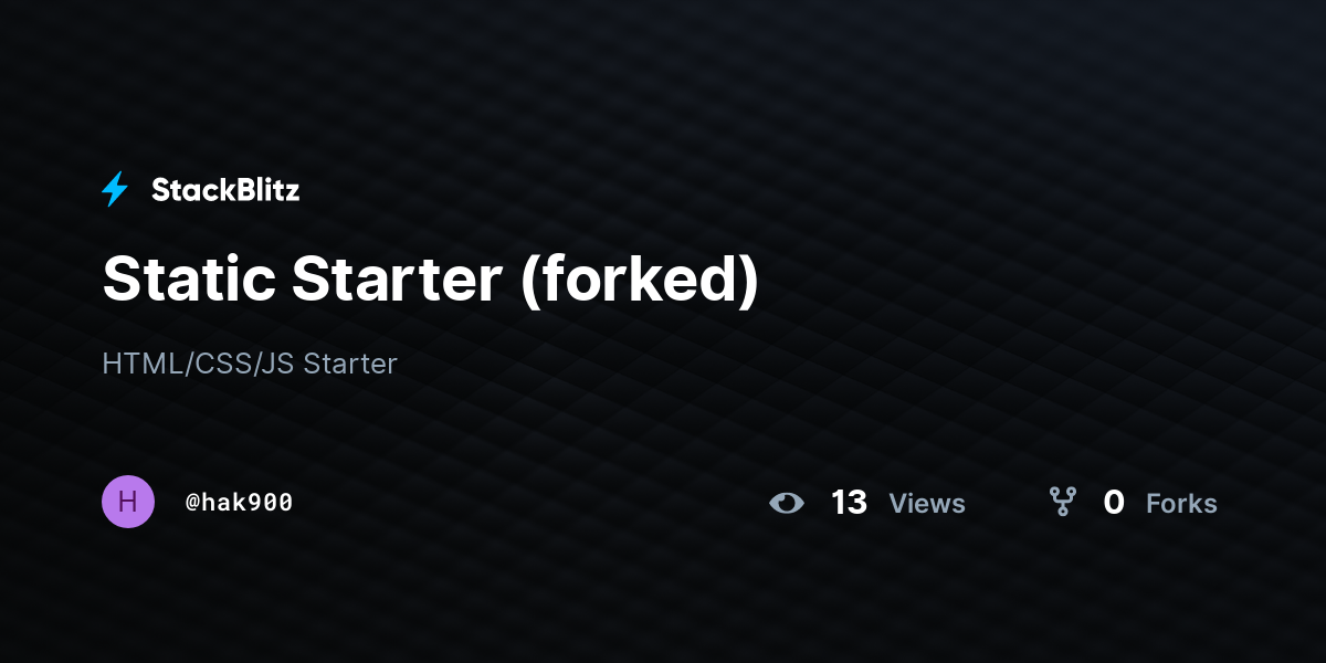 Static Starter (forked) - StackBlitz