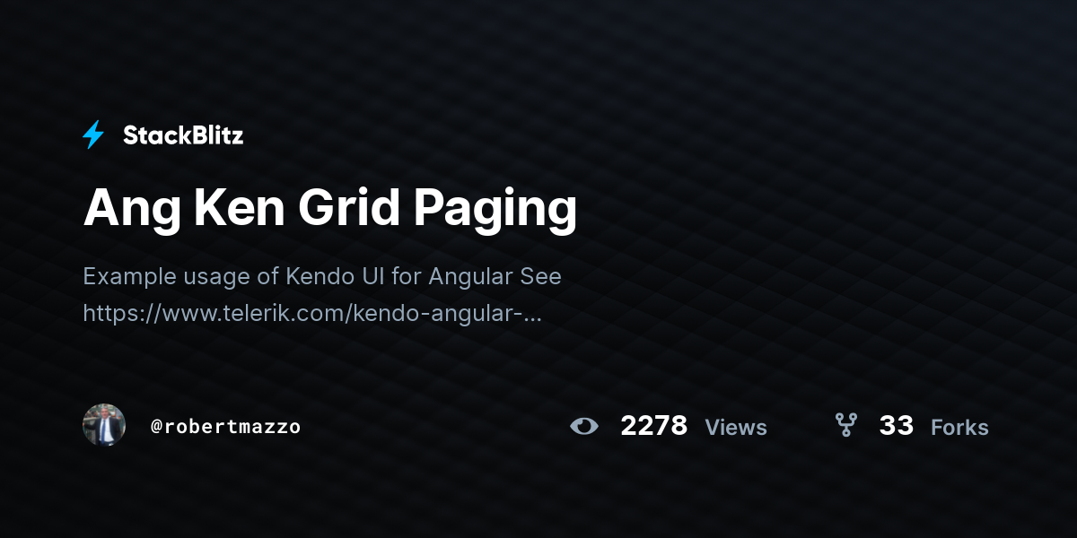 Ang Ken Grid Paging - StackBlitz