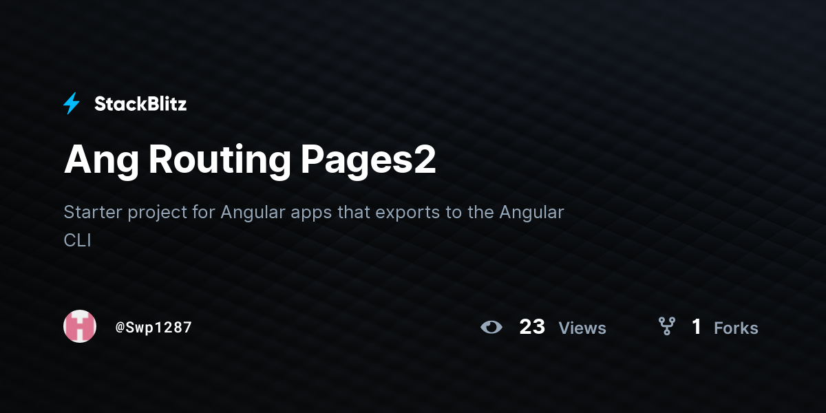 Ang Routing Pages2 - StackBlitz