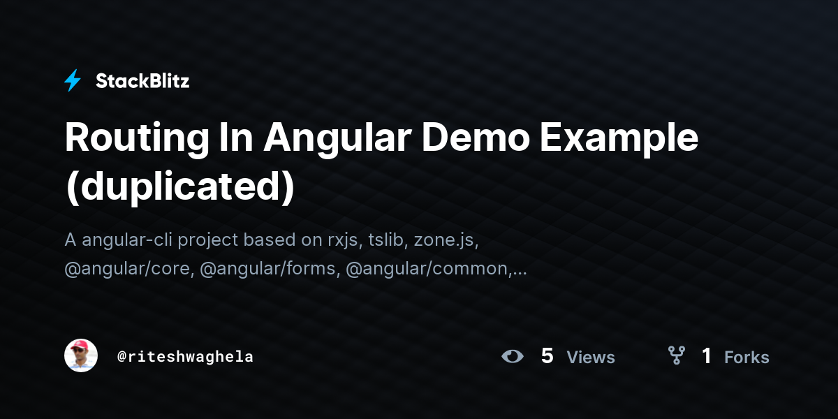 Routing In Angular Demo Example (duplicated) - StackBlitz