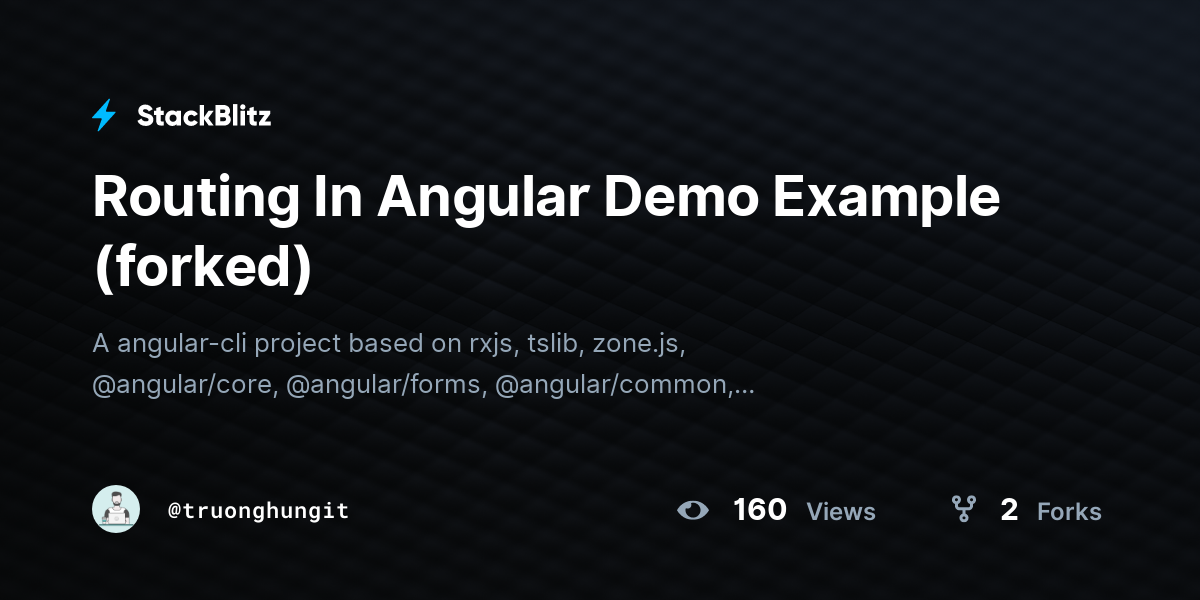 Routing In Angular Demo Example (forked) - StackBlitz