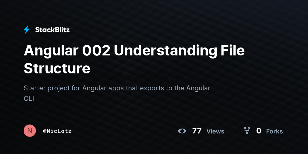 Angular 002 Understanding File Structure - StackBlitz