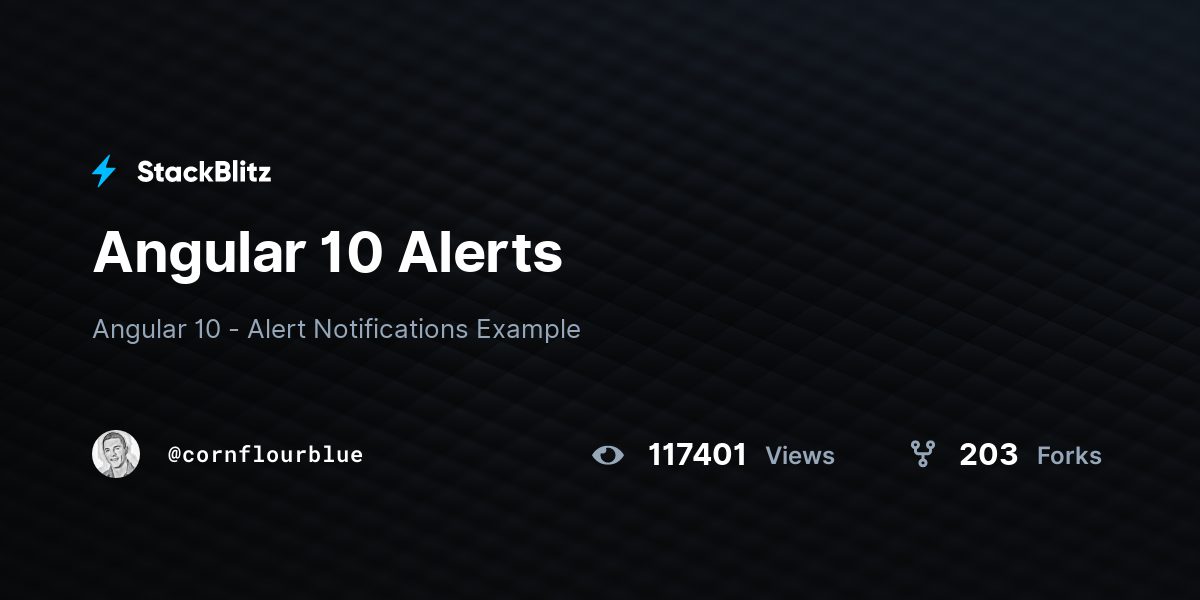 Angular 10 Alerts StackBlitz