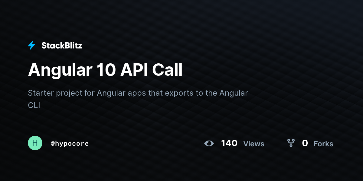 Angular 10 API Call - StackBlitz