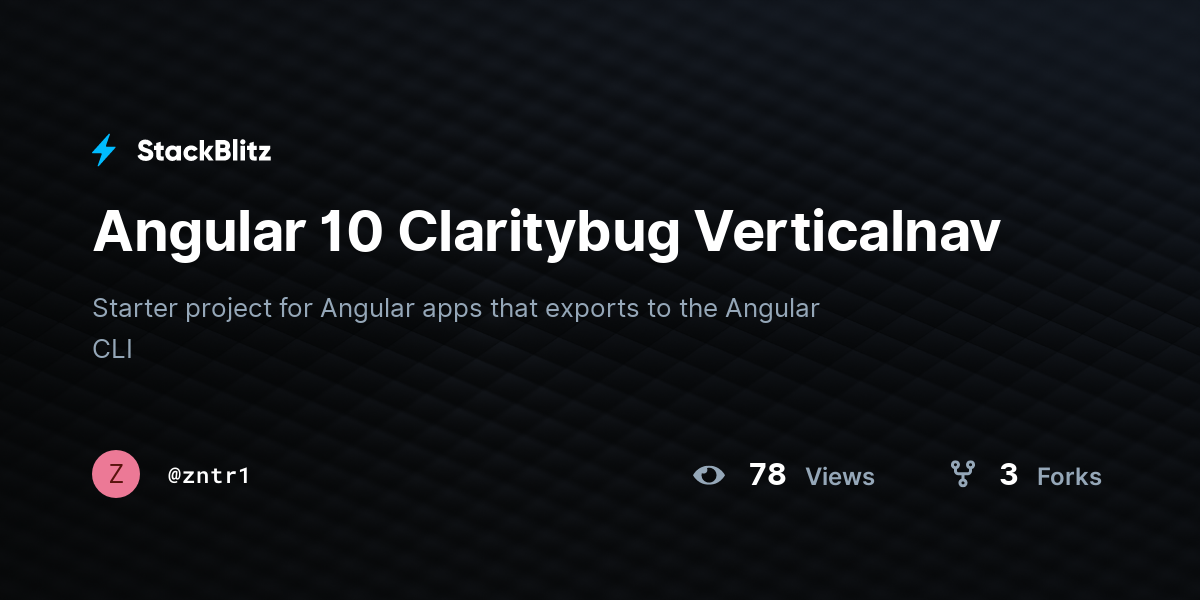 Angular 10 Claritybug Verticalnav - StackBlitz