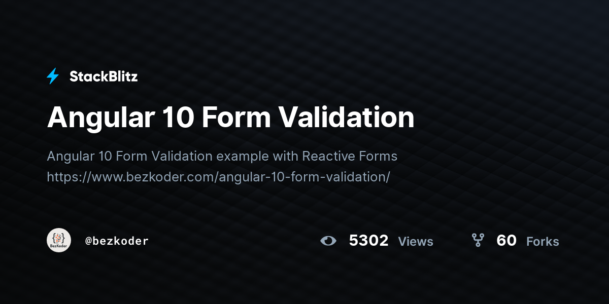 Angular 10 Form Validation - StackBlitz