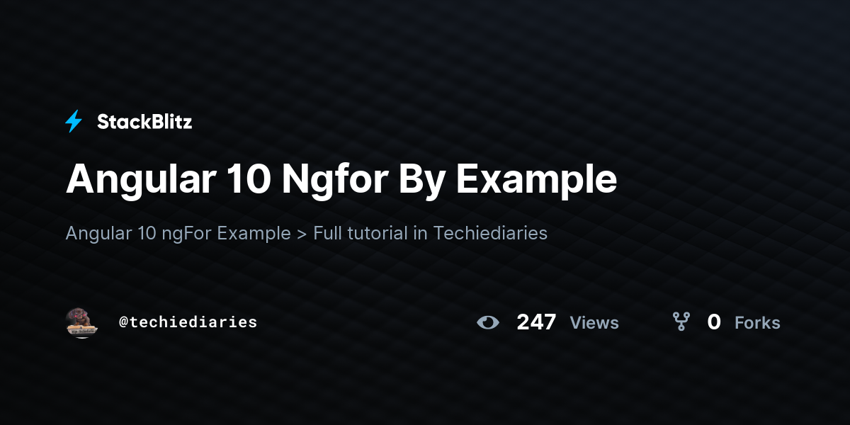 Angular 10 Ngfor By Example - StackBlitz