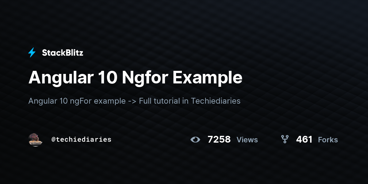 Angular 10 Ngfor Example - StackBlitz