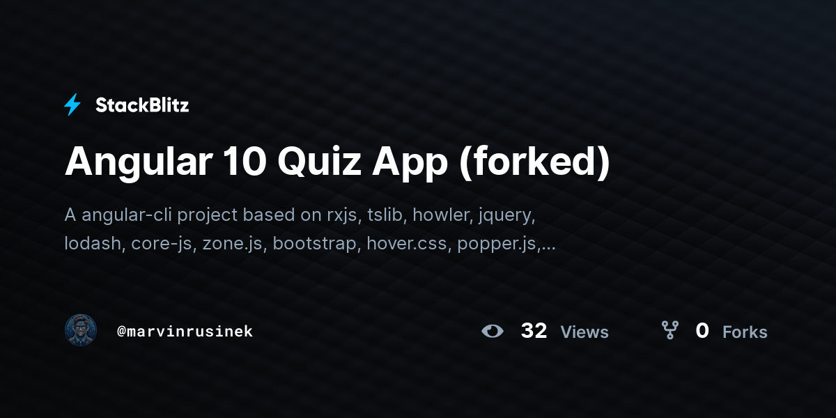 Angular 10 Quiz App (forked) - StackBlitz