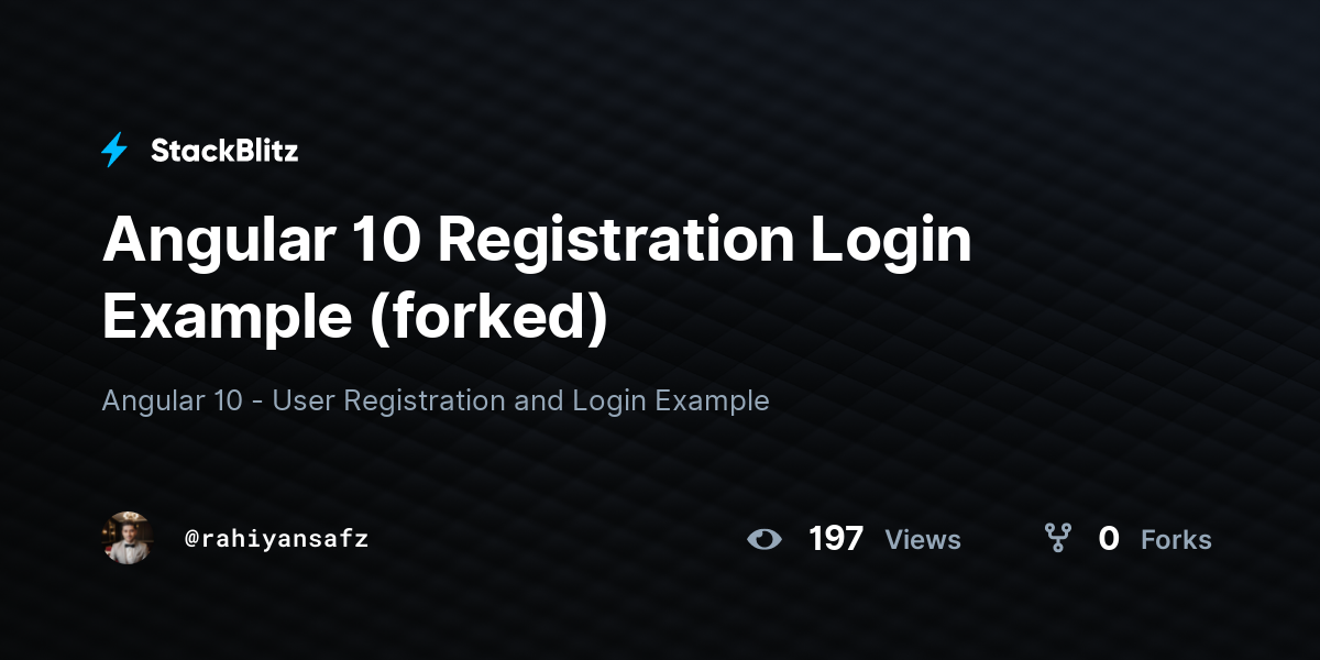 Angular 10 Registration Login Example (forked) - StackBlitz