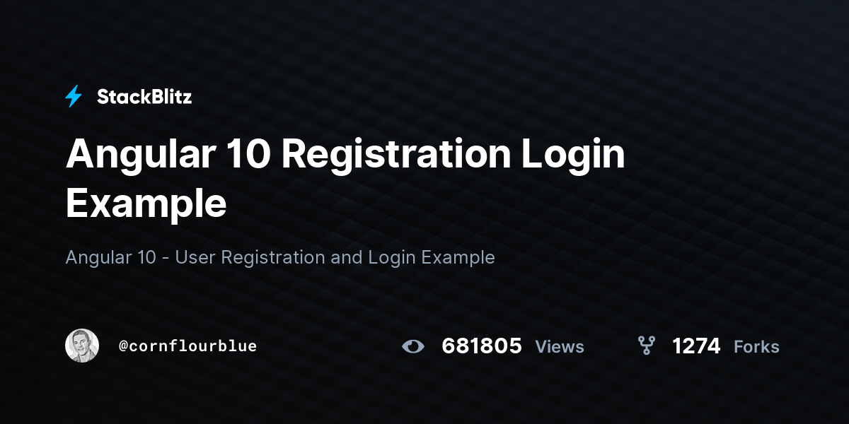 Angular 10 registration login example stackblitz