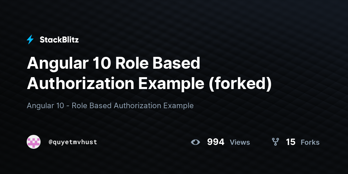 Angular 10 Role Based Authorization Example (forked) - StackBlitz