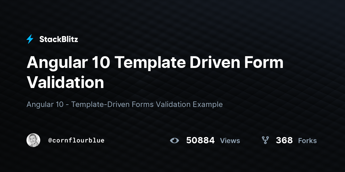 Angular 10 Template Driven Form Validation StackBlitz