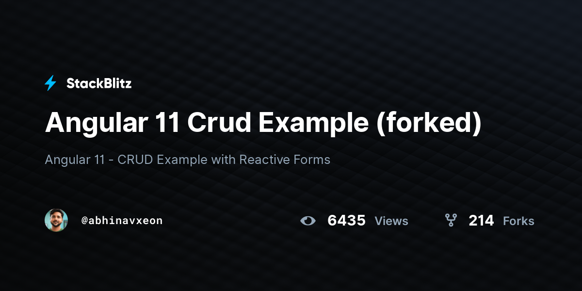 Angular 11 Crud Example (forked) - StackBlitz