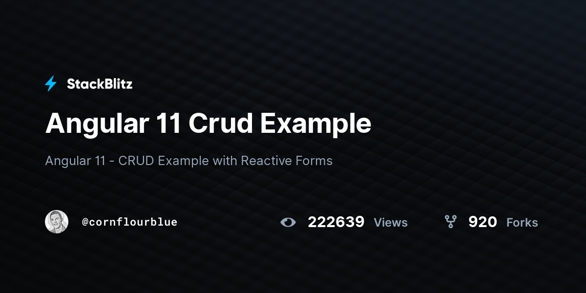 Angular 11 Crud Example - StackBlitz