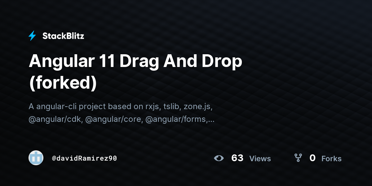 Angular 11 Drag And Drop (forked) - StackBlitz