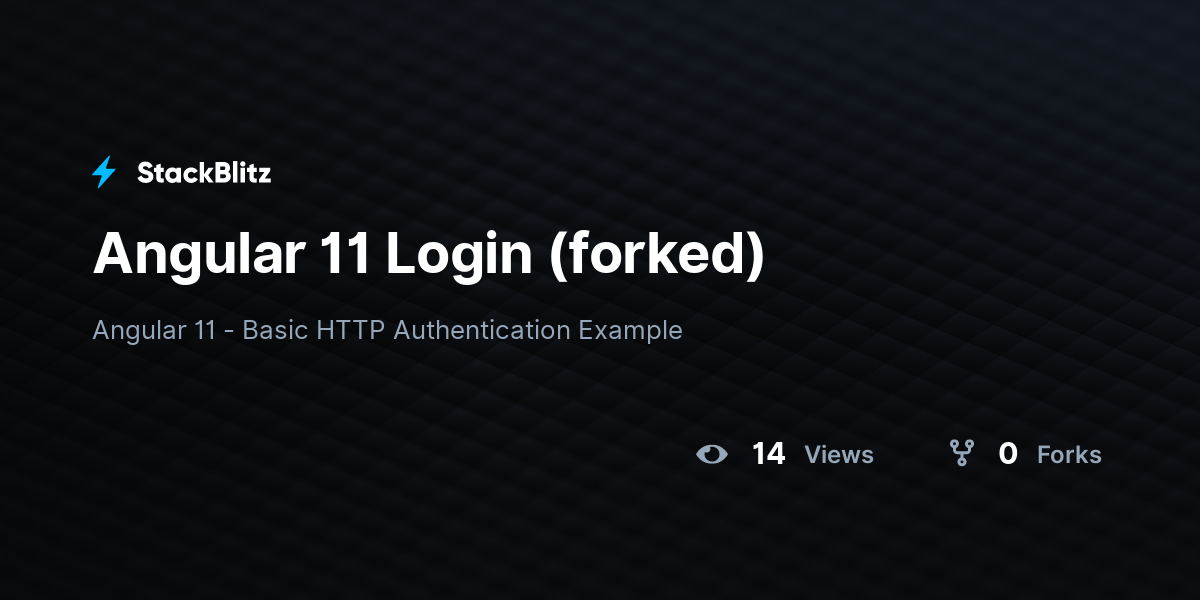 Angular 11 Login (forked) - StackBlitz