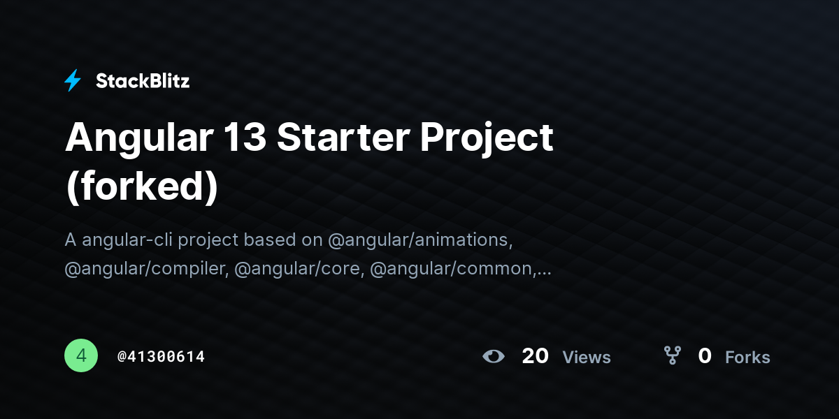 Angular 13 Starter Project (forked) - StackBlitz