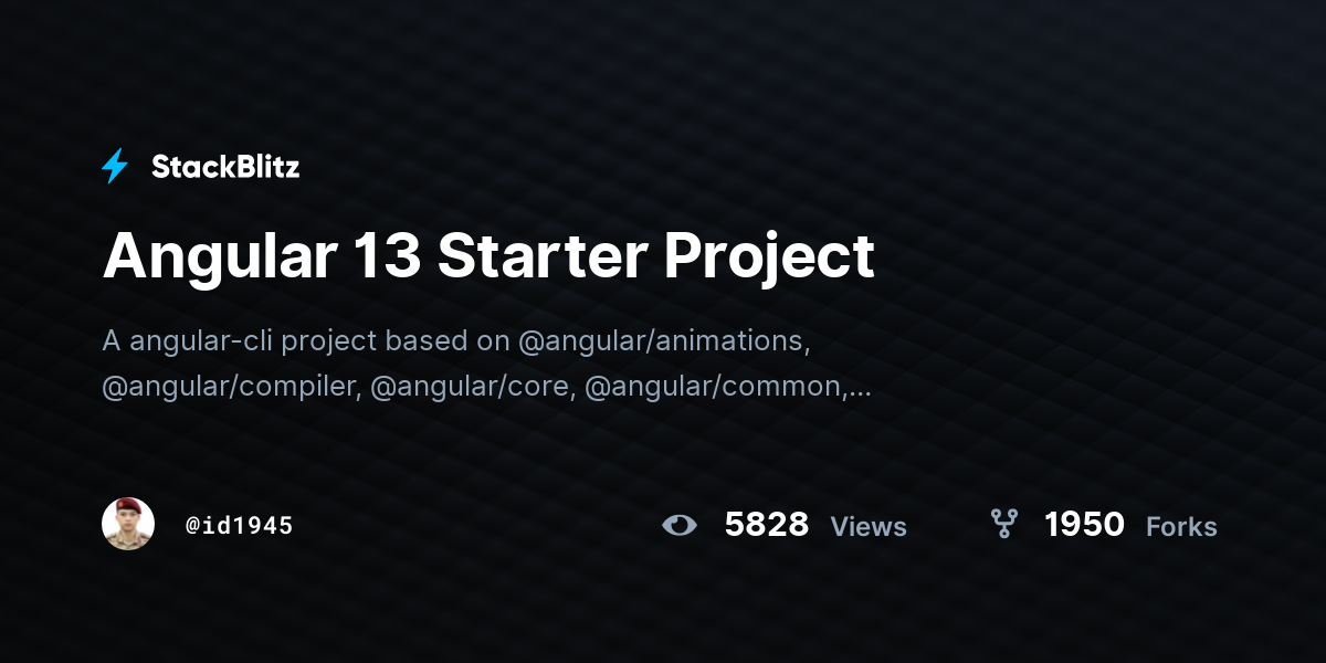 Angular 13 Starter Project - StackBlitz