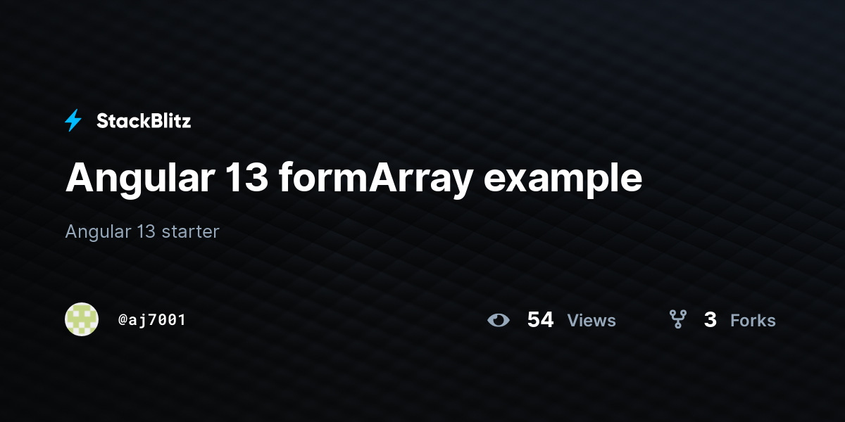 Angular 13 formArray example - StackBlitz