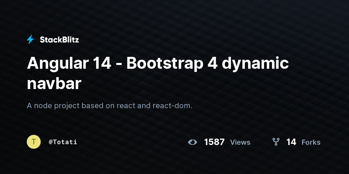 Angular 14 - Bootstrap 4 dynamic navbar - StackBlitz