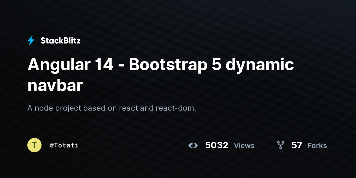 Angular 14 - Bootstrap 5 dynamic navbar - StackBlitz