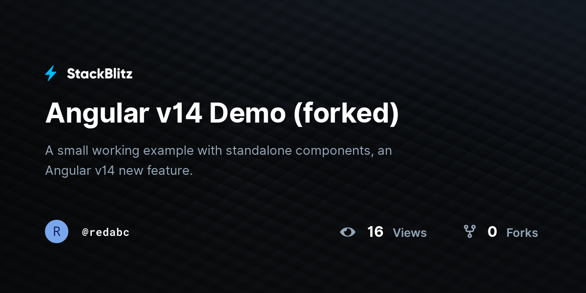 Angular v14 Demo (forked) - StackBlitz