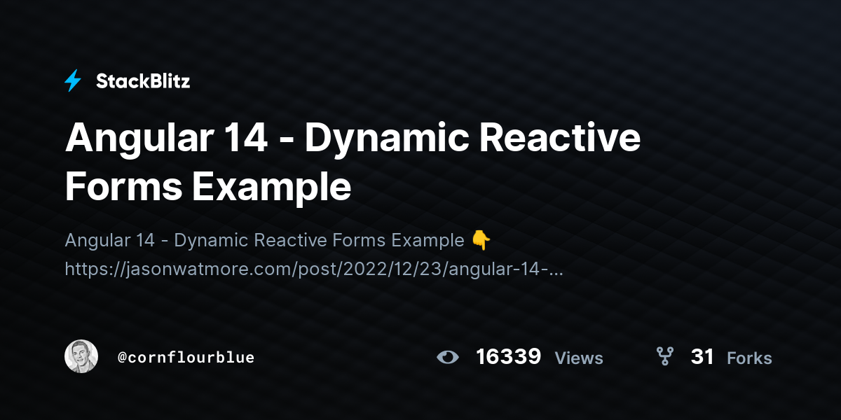 Angular 14 - Dynamic Reactive Forms Example - StackBlitz